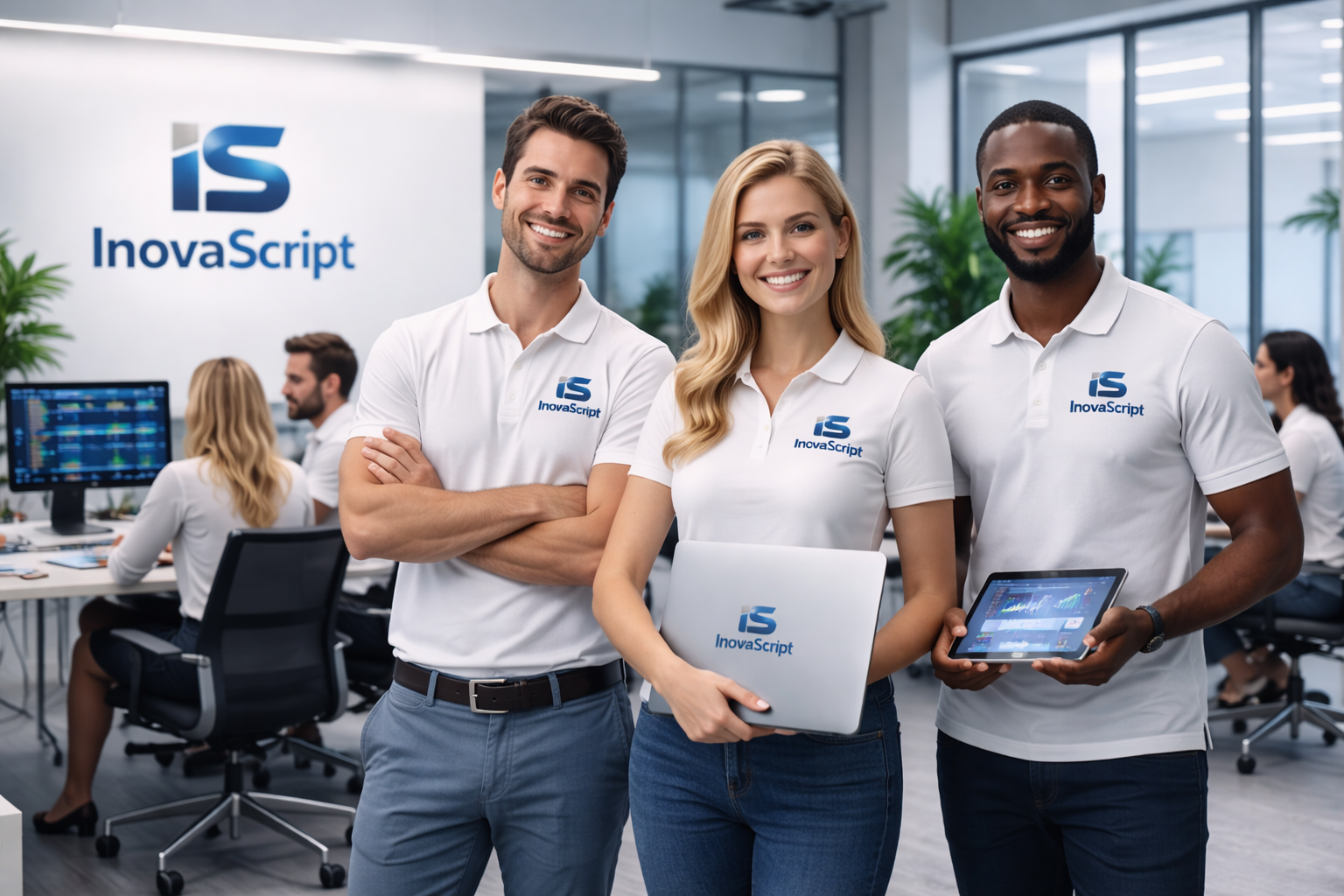 Equipe da InovaScript no escritório
