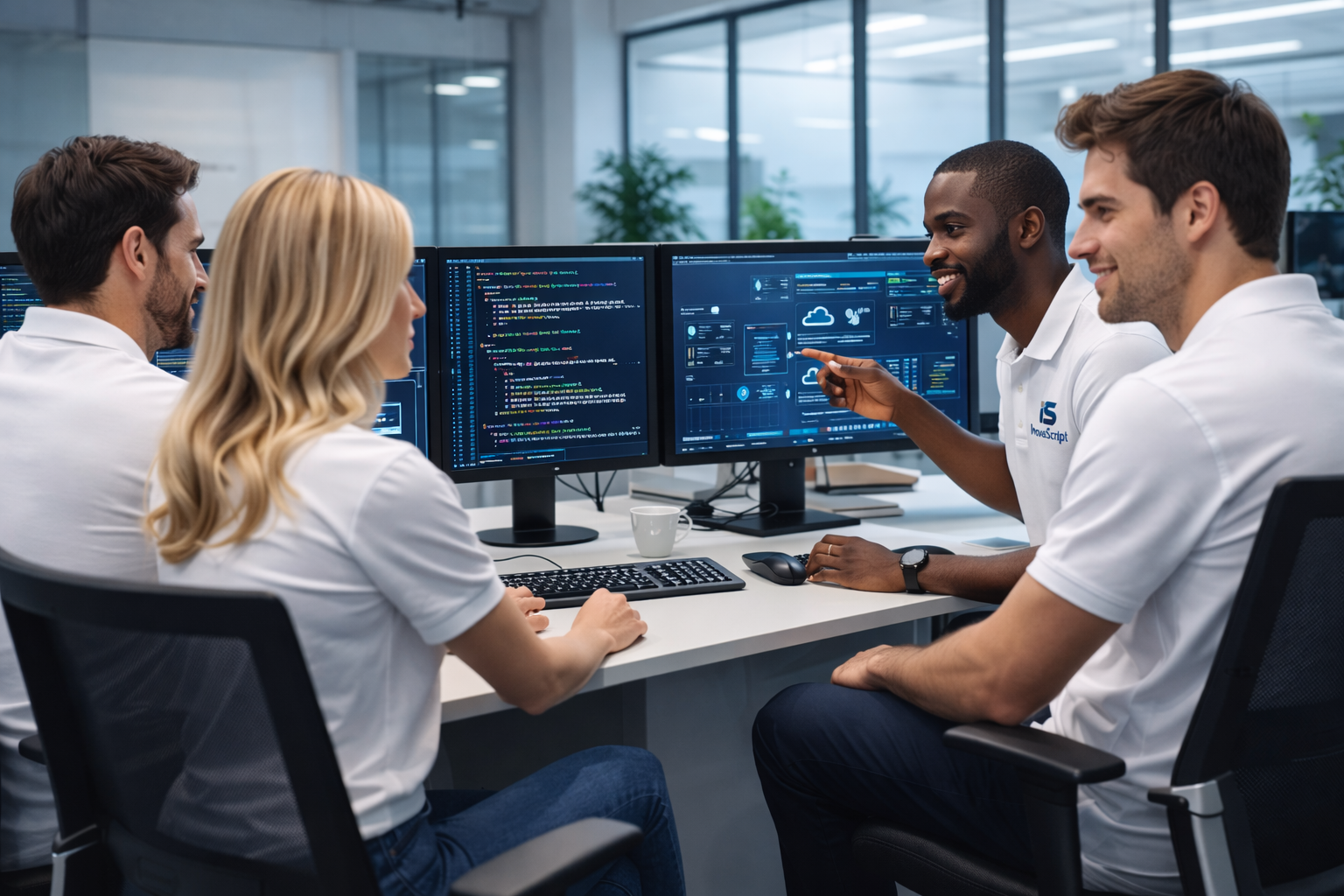 Equipe da InovaScript trabalhando em software